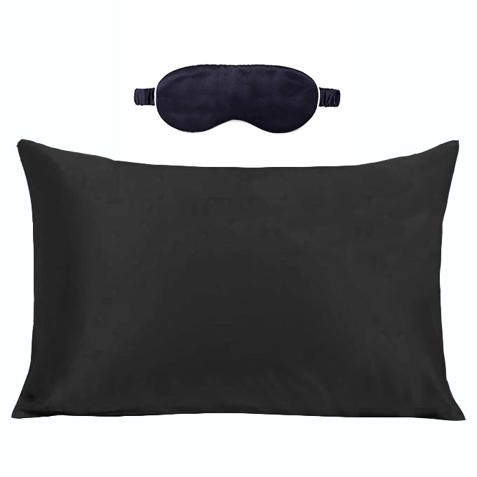 Black King Size Silk Pillowcase And Eye Mask Set